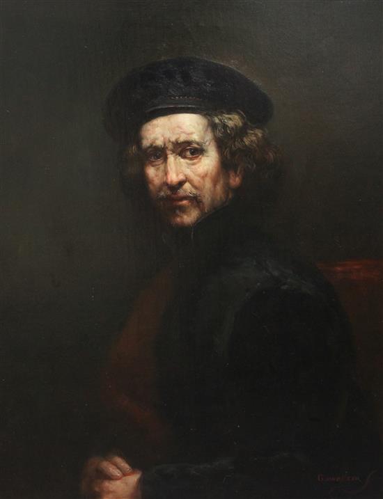 After Rembrandt Van Rijn Self portrait as a young man 24 x 20in.